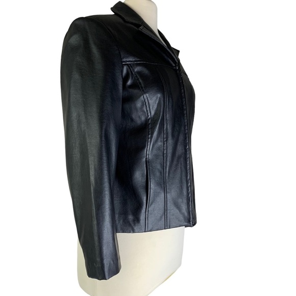 Conrad C Women’s Black Faux Leather Lined Full Zipper Jacket Size 4 Petite NEW - Picture 3 of 7